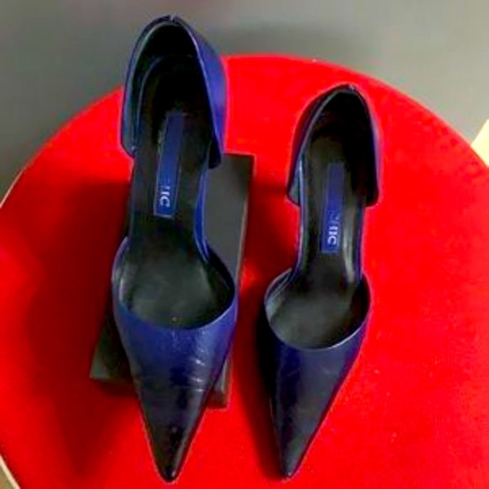 🌸VTG Claudina Chic 💯% Leather Ombré Black/Blue Pumps - Picture 7 of 11